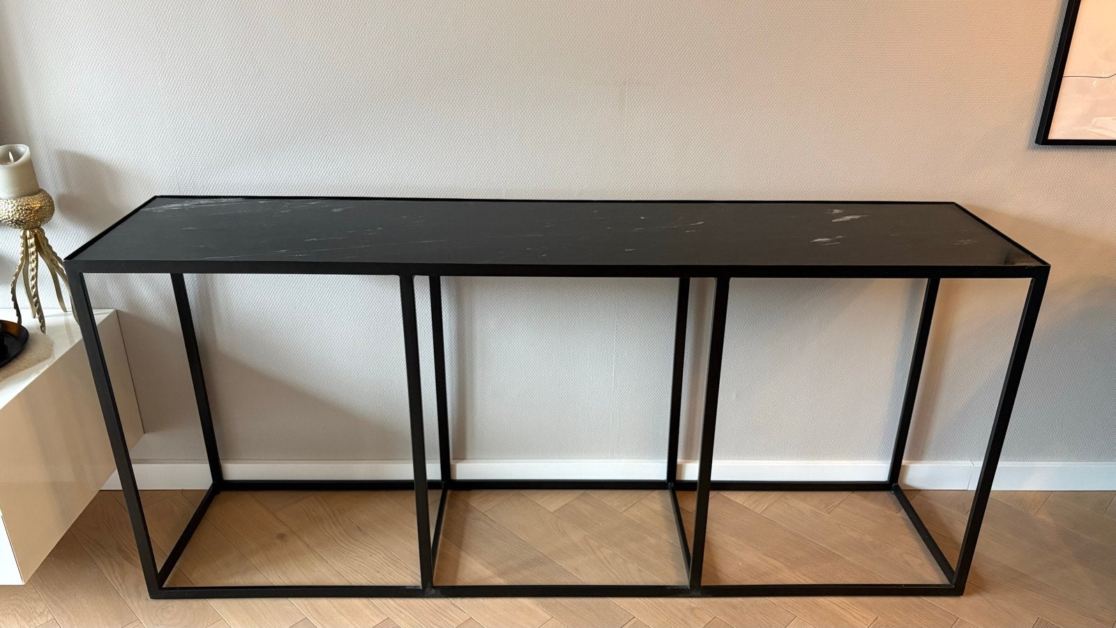 Kötter living side table met marmeren blad, Ophalen, Zo goed als nieuw, Metaal, 150 tot 200 cm