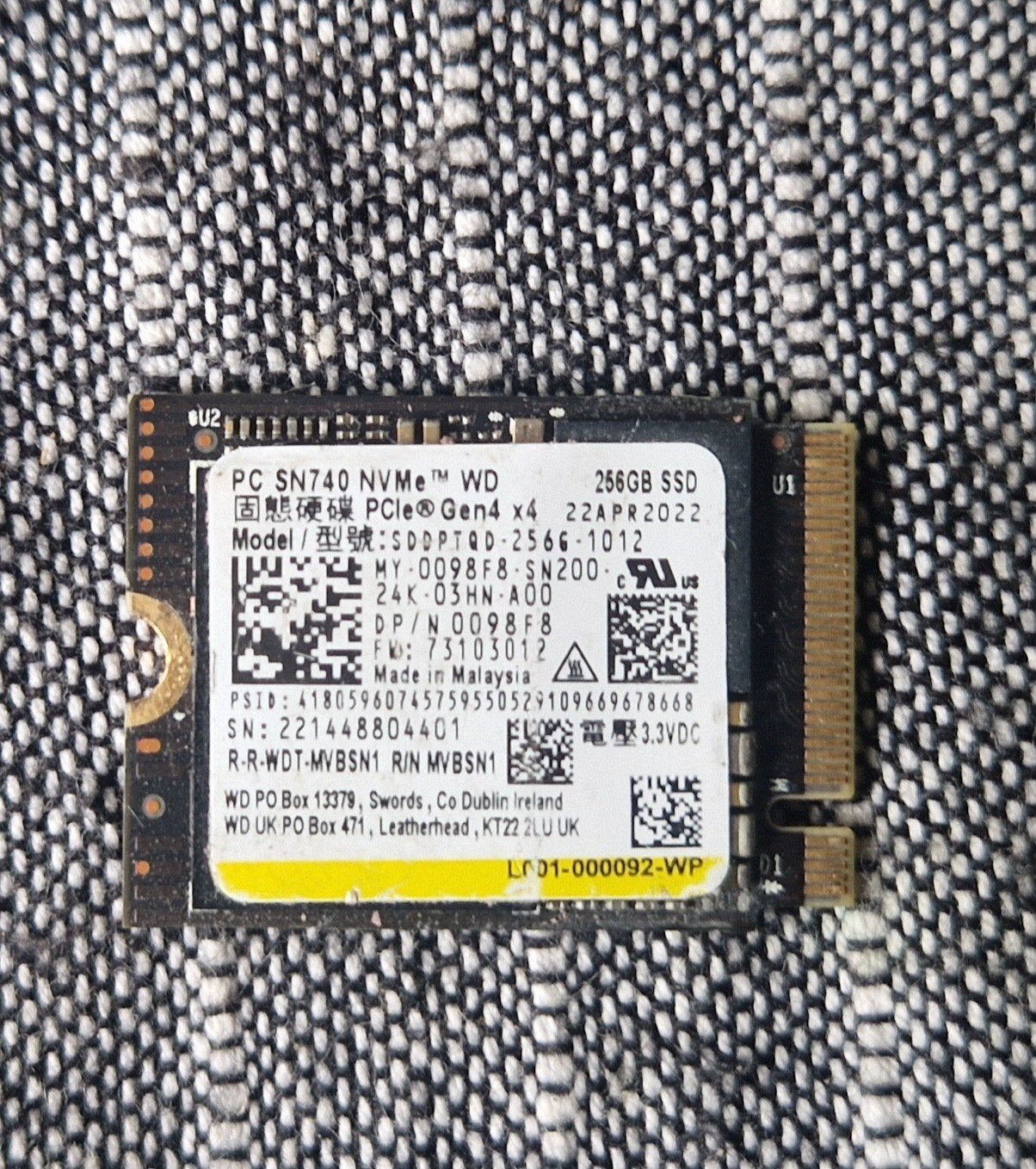 WD SN740 256 GB SSD, Computers en Software, Harde schijven, Intern, SSD, 256 GB, Zo goed als nieuw