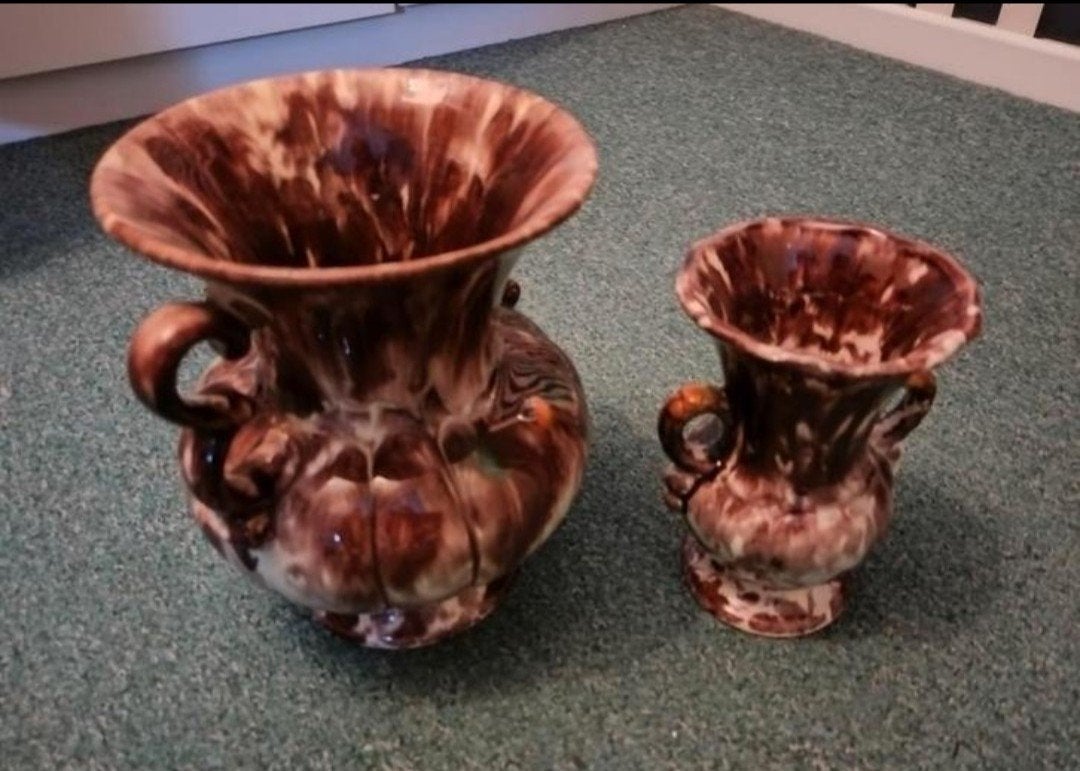 Set van 2 Jasba vazen in bruin en beige, Antiek en Kunst, Ophalen