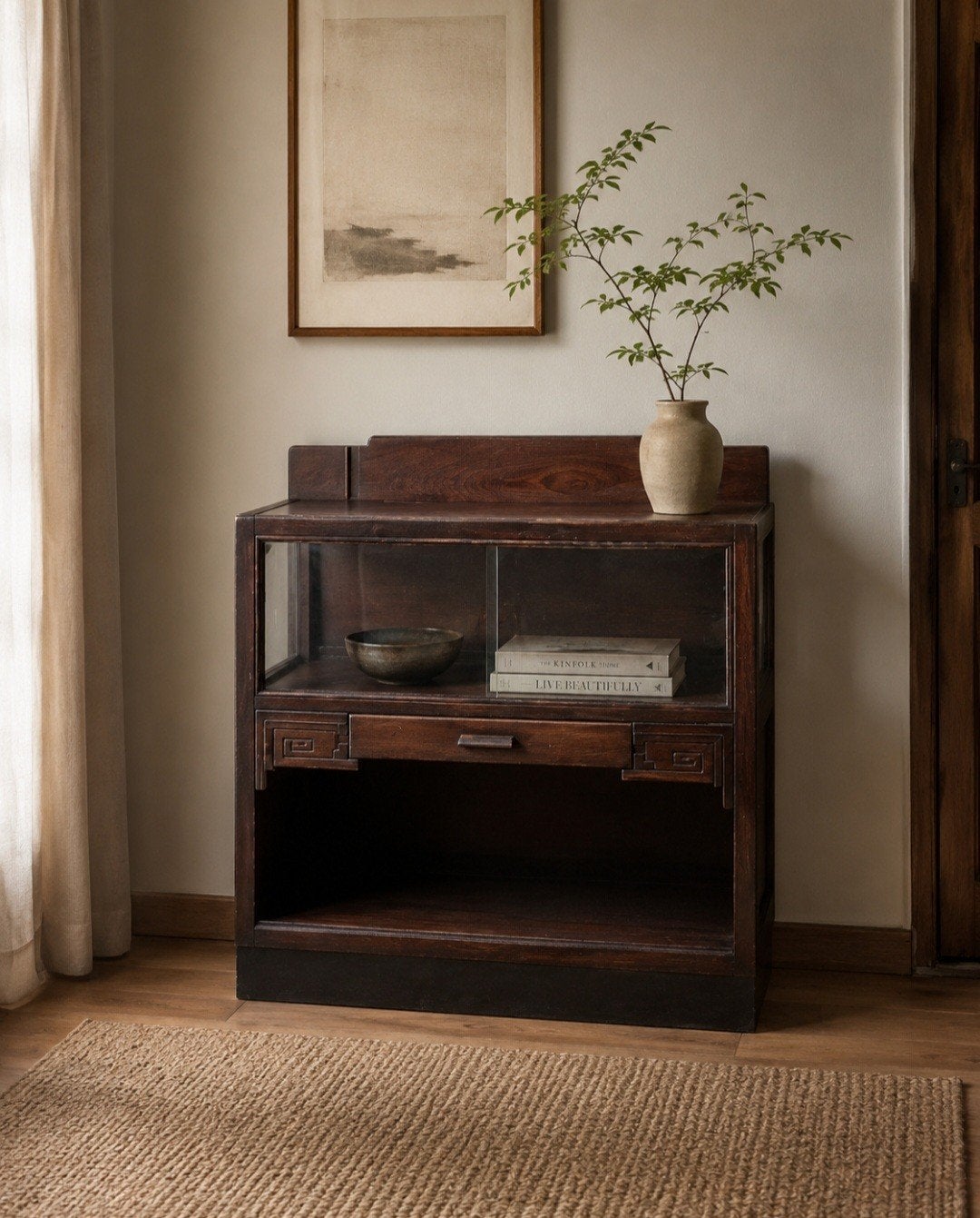 retro vintage art deco theekastje vitrinekast drankkastje, Huis en Inrichting, Kasten | Vitrinekasten, Ophalen, Gebruikt, 50 tot 100 cm