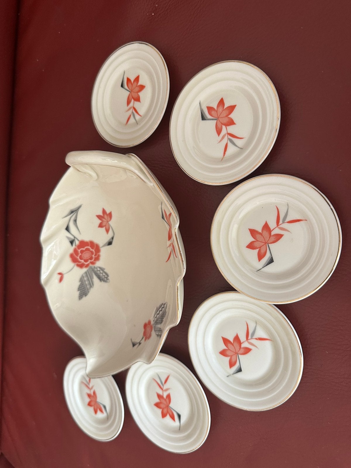 Ivory schaaltjes set met bloemmotief, Ophalen of Verzenden