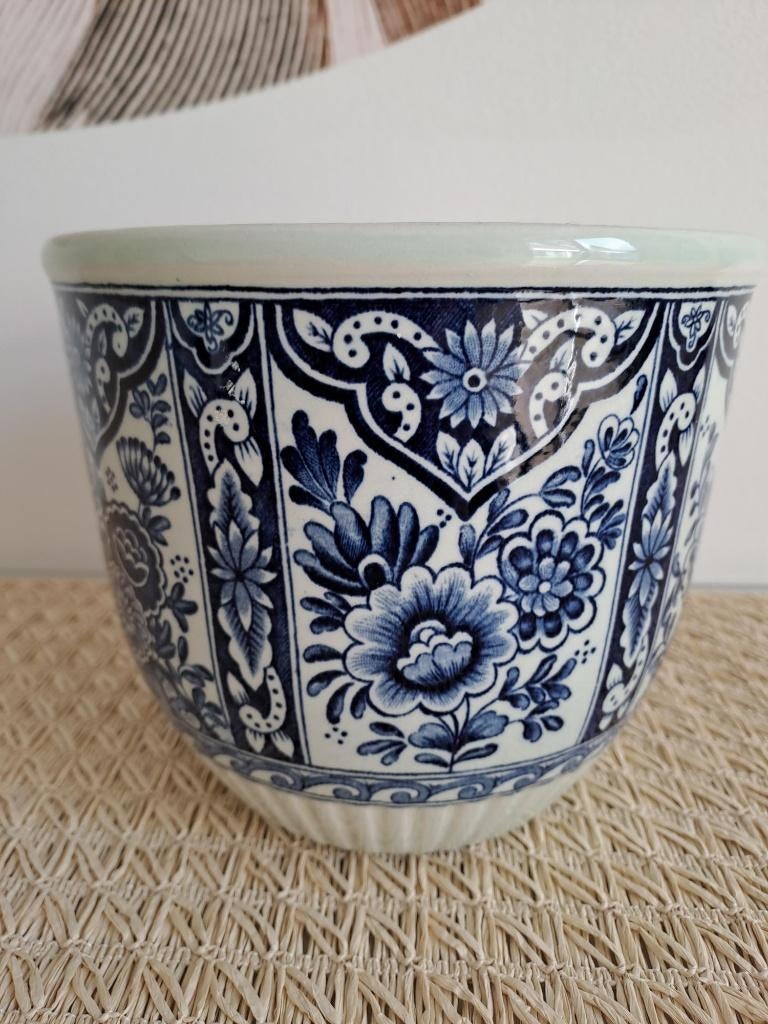 Vintage Boch bloempot serie Delft 18 cm, Ophalen of Verzenden