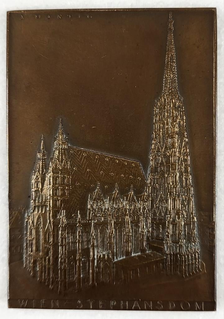 Bronzen plaquette van de Stephans Dom in Wenen., Ophalen of Verzenden