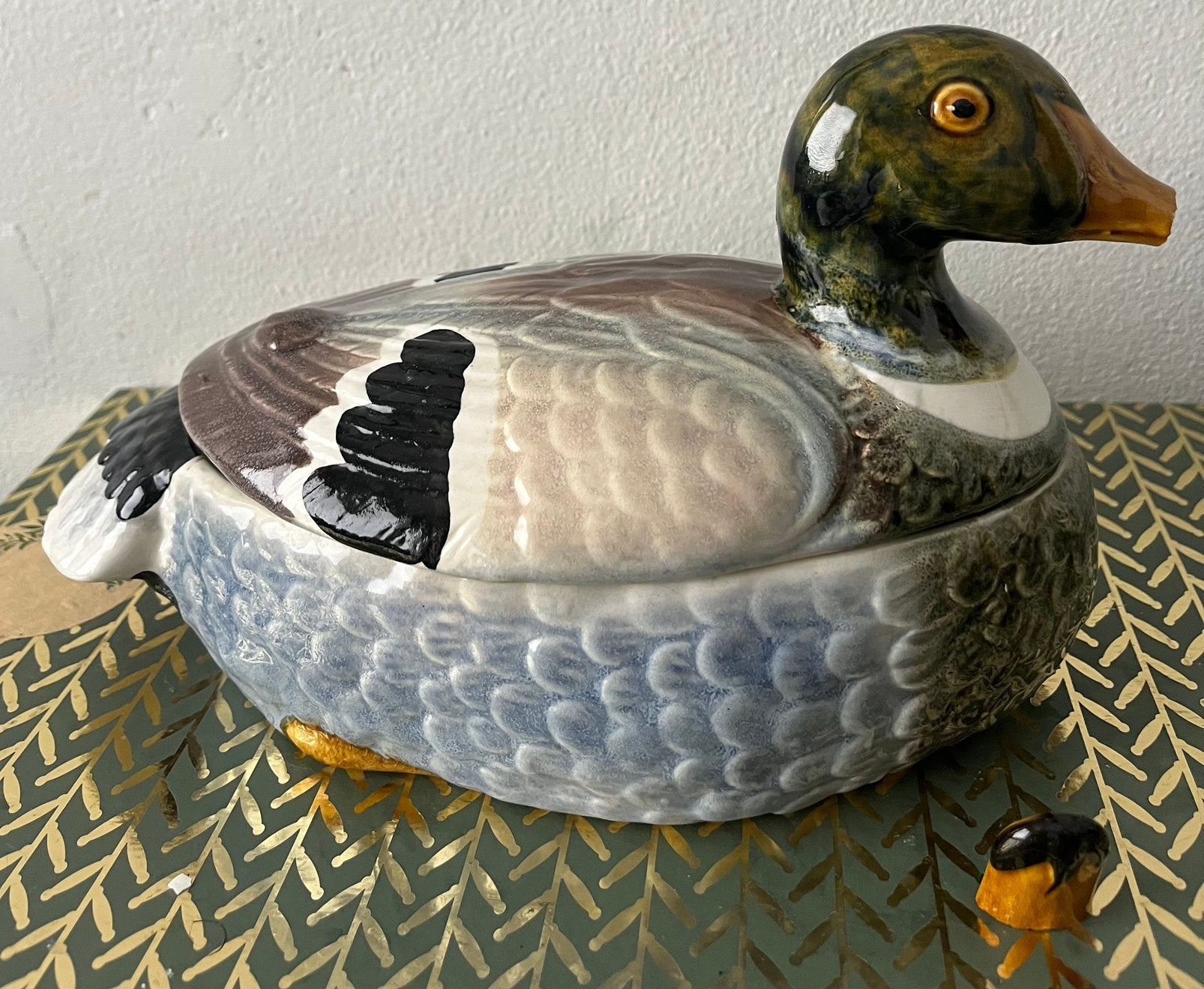 Grote mooie Caugant eend patevorm te lijmen snavel, Antiek en Kunst, Curiosa en Brocante, Verzenden