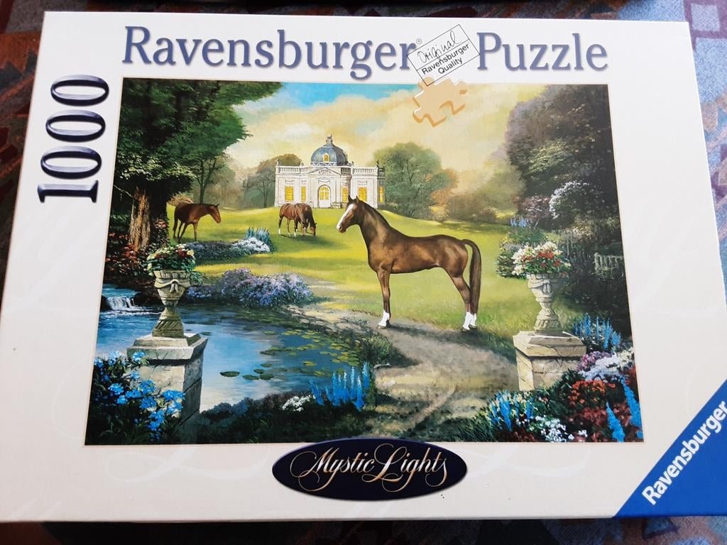 1 puzzel a 1000stukjes met oa paarden, Hobby en Vrije tijd, Denksport en Puzzels, Ophalen of Verzenden, 500 t/m 1500 stukjes, Zo goed als nieuw