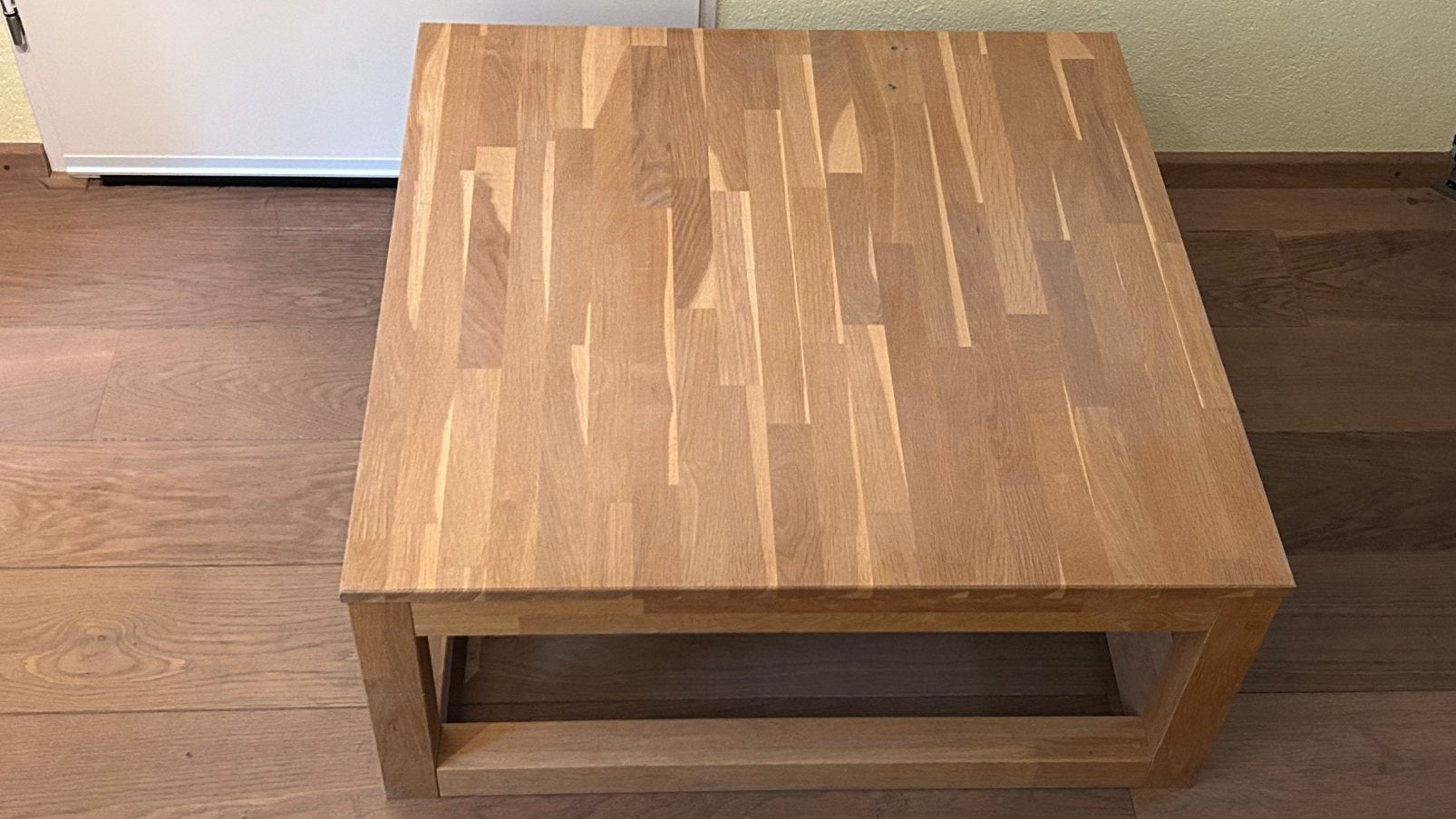 Massief eikenhouten salontafel, tv-meubel en bijzettafel, Ophalen, Gebruikt, Rechthoekig, Eikenhout