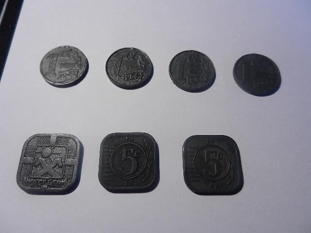 zinken munten 1941 1942 1943 1944 zie foto,s, Ophalen of Verzenden, Koningin Wilhelmina, 25 cent, Losse munt