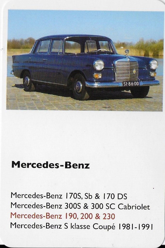 A25 autokaartje mercedes - benz 190, 200 & 230, Ophalen of Verzenden, Auto's