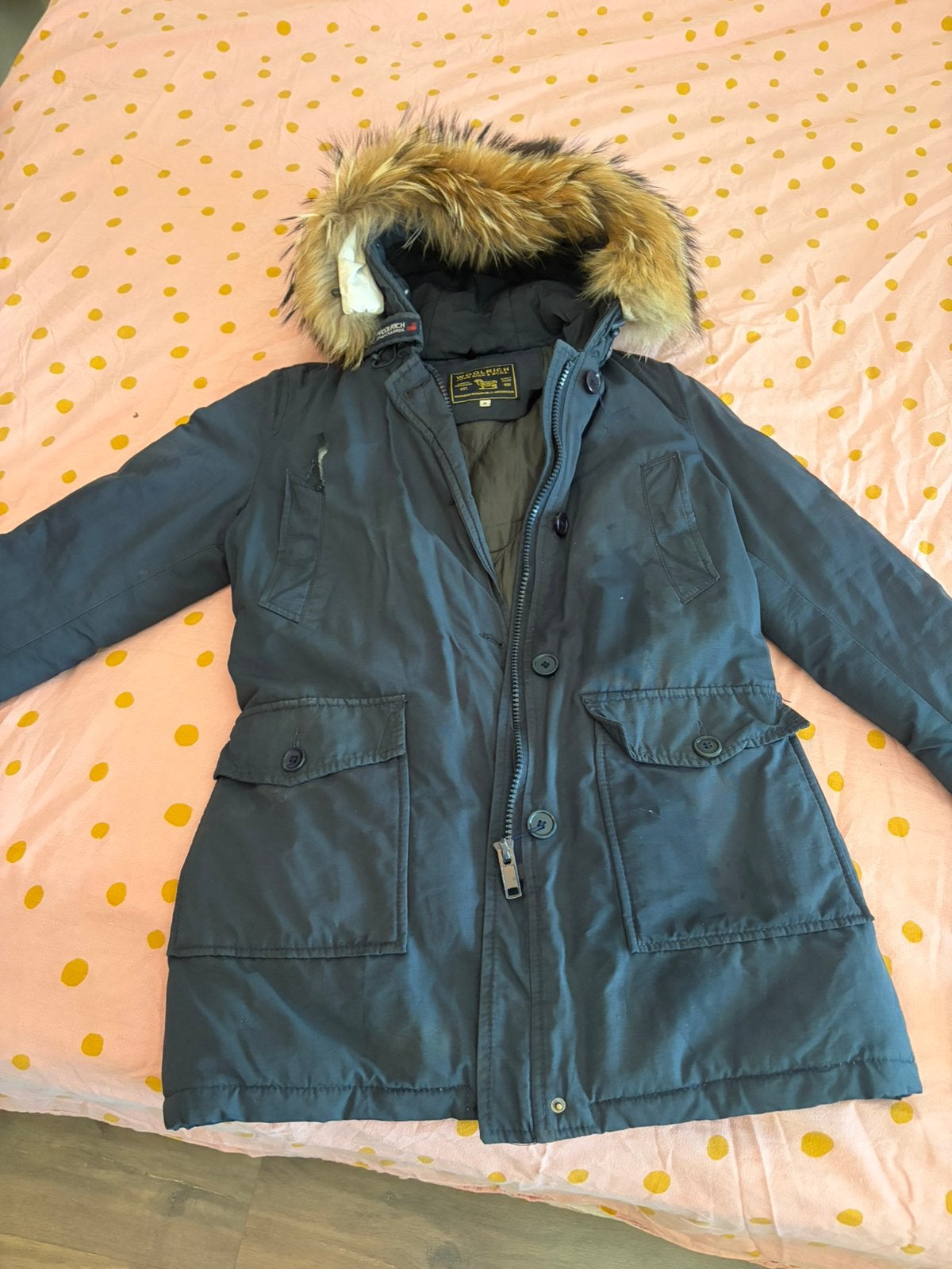 Woolrich parka maat M, Ophalen of Verzenden, Gedragen, Maat 38/40 (M), Blauw