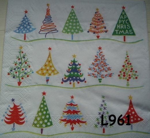 Servetten decoupage/bullet journal * kerstboompjes L961, Verzenden, Nieuw