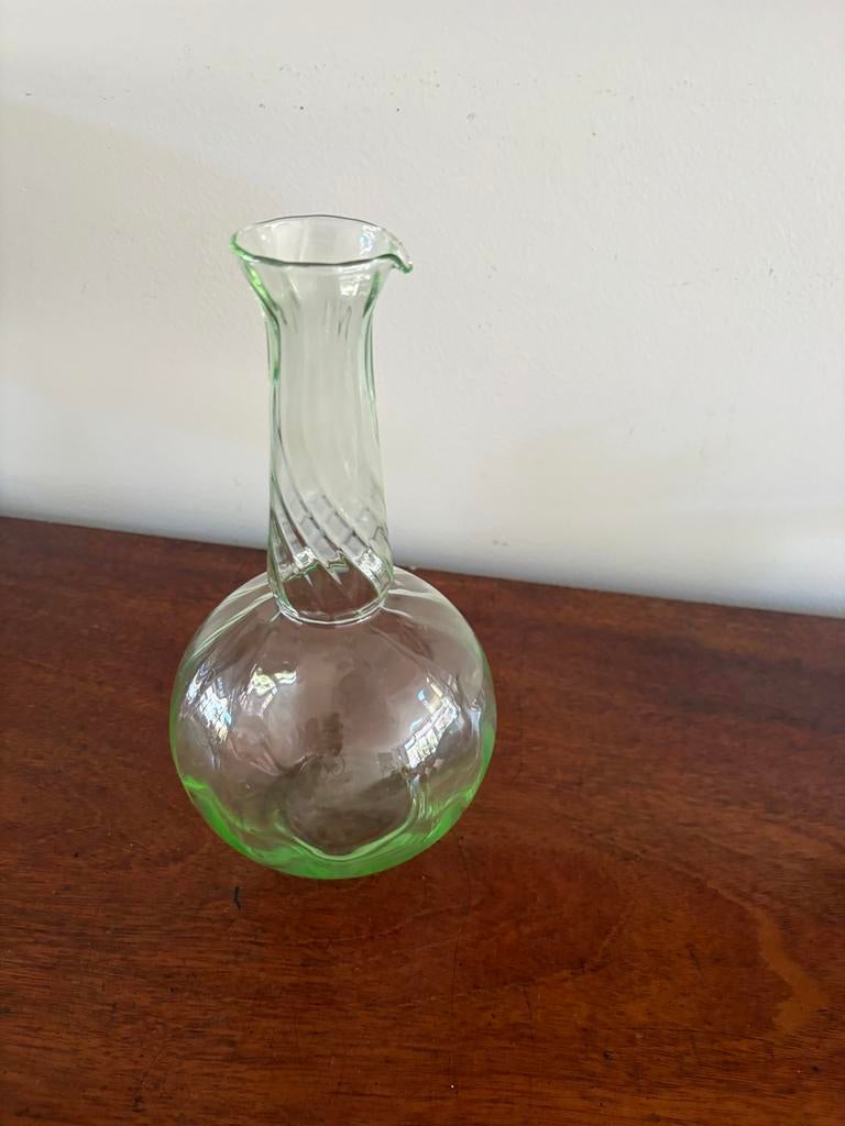 Karaf Vaas Anna Groen Leerdam of Frans?, Antiek en Kunst, Antiek | Glas en Kristal, Ophalen of Verzenden