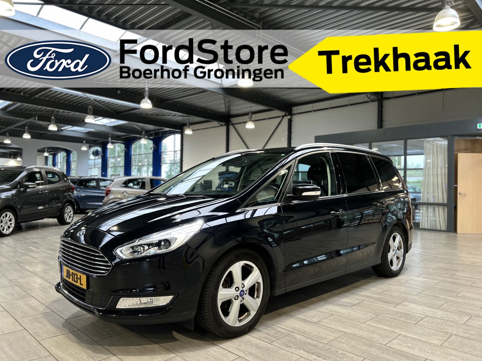 Ford Galaxy 2.0 EcoBoost 240 pk Titanium | Trekhaak | El. a., Auto's, Stof, 4 cilinders, 7 stoelen, Zwart