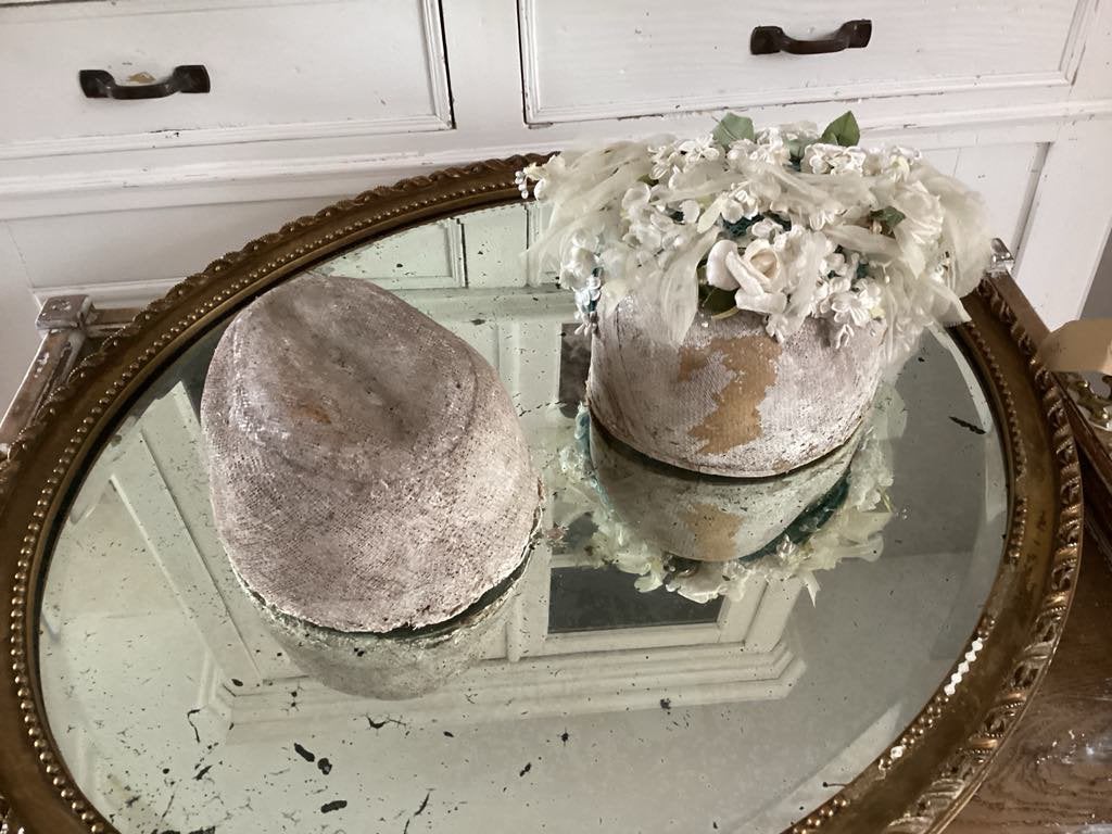 2 brocante gipsen hoedenmallen set prijs is voor de set, Ophalen of Verzenden
