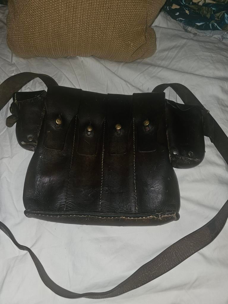 Vintage Leren Munitietas / Schoudertas, Ophalen of Verzenden