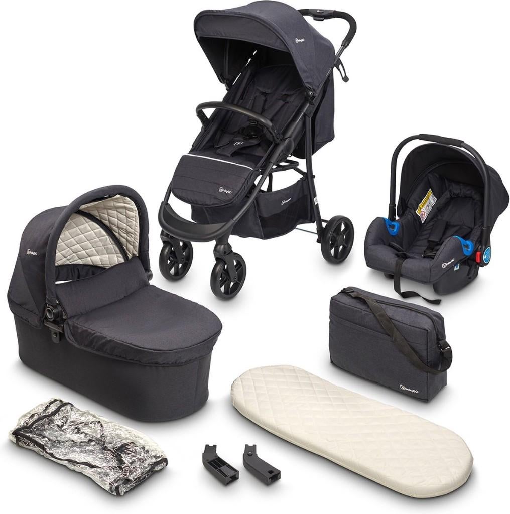 BabyGO kinderwagen 3-in-1 met autostoel en regenhoes, Met autostoeltje, Zo goed als nieuw, Combiwagen, Ophalen
