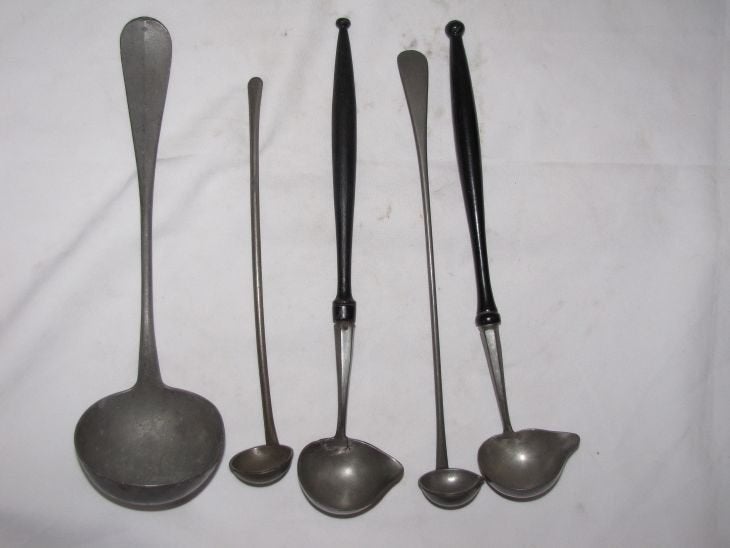 Antieke tinnen lepels - Set van 5, Verzenden
