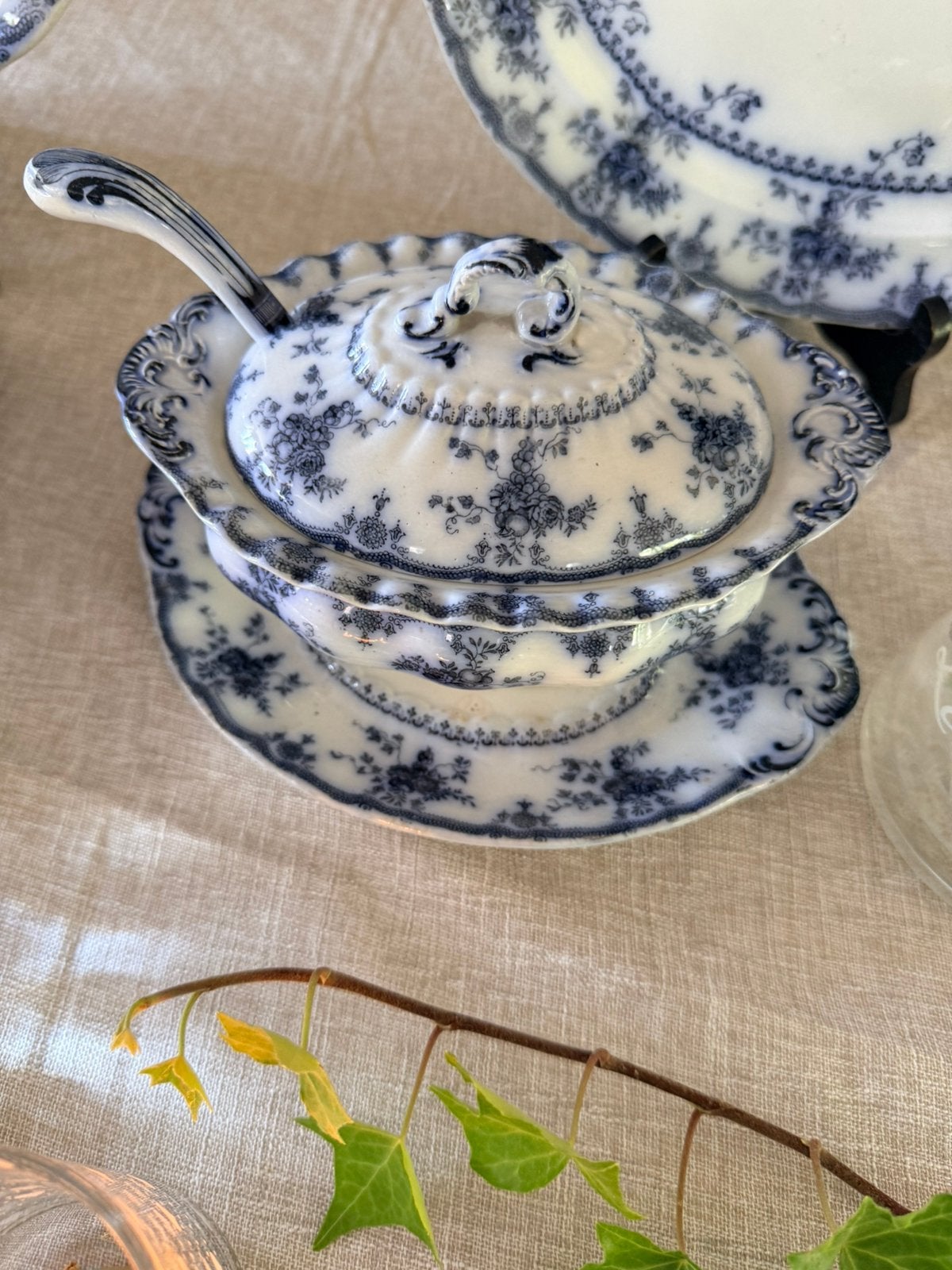 Foto 3 van Furnivals Medina 1898 antiek blue servies 11 pers izgst