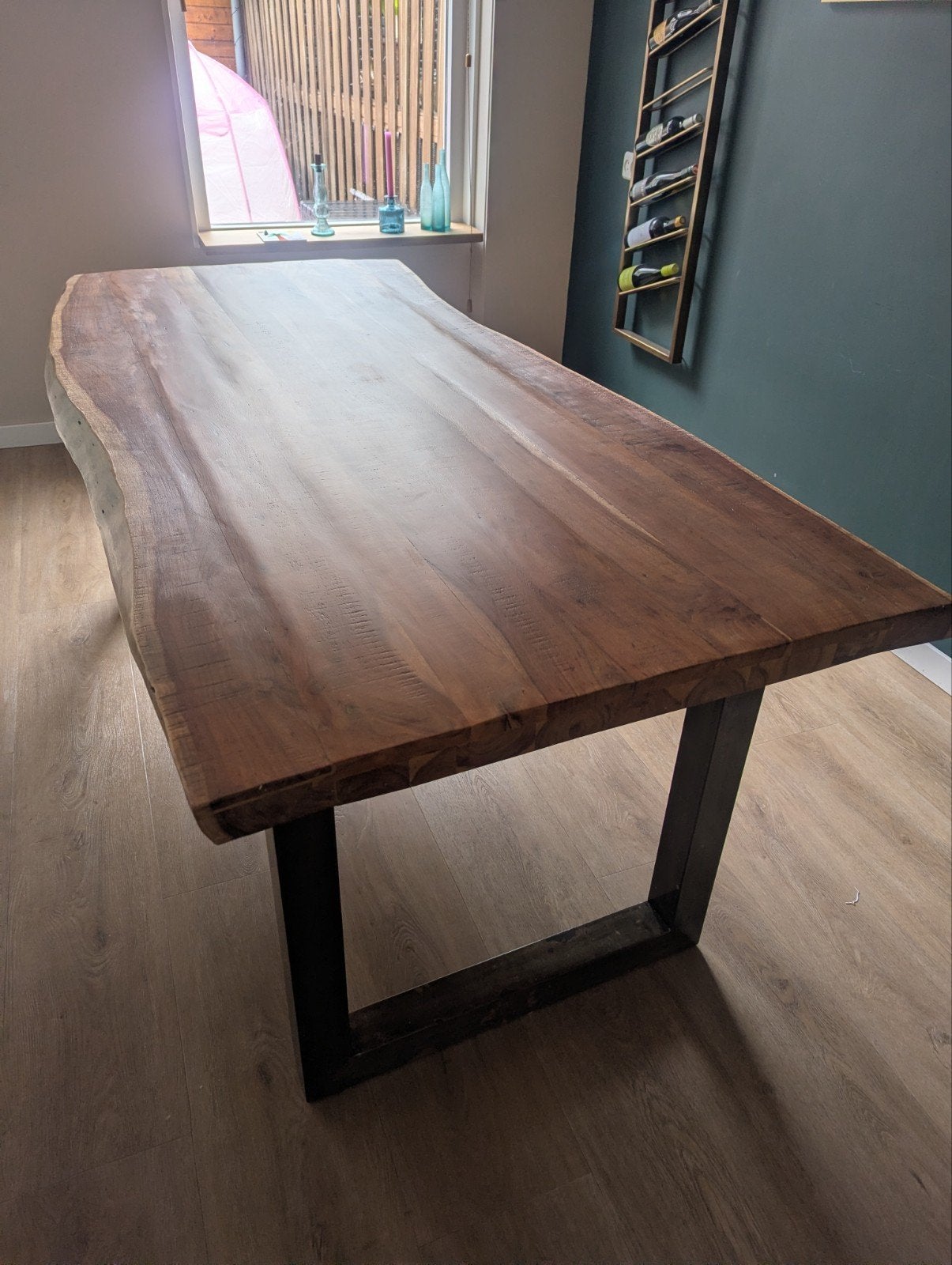 Boomstamtafel 200x95 cm Industrieel Hout & Staal, Ophalen, Gebruikt, 200 cm of meer, 50 tot 100 cm
