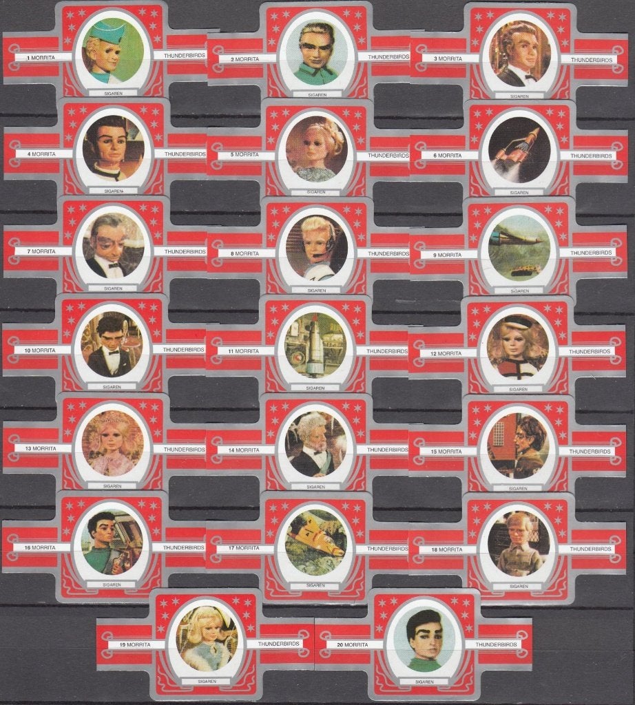 Sigarenbandjes van The Thunderbirds, Morrita 1-20 rood-z., Ophalen of Verzenden, Nieuw, Sigarenbandjes