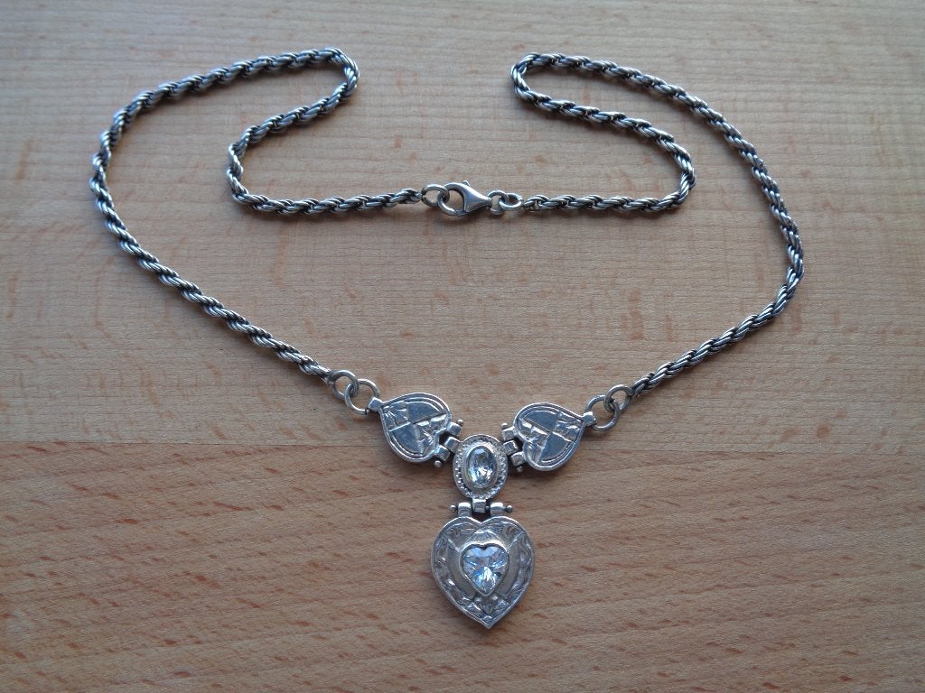 zilveren  ketting met hart hanger [231], Met hanger, Verzenden, Zo goed als nieuw, Zilver