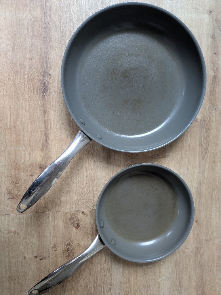 Greenpan keramische pannen, Huis en Inrichting, Gebruikt, Antiaanbaklaag, Pannenset, Ophalen of Verzenden