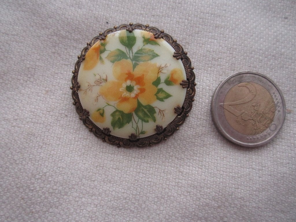 36.  Schitterende oude broche, W.Germany, Ophalen, Overige materialen, Broche