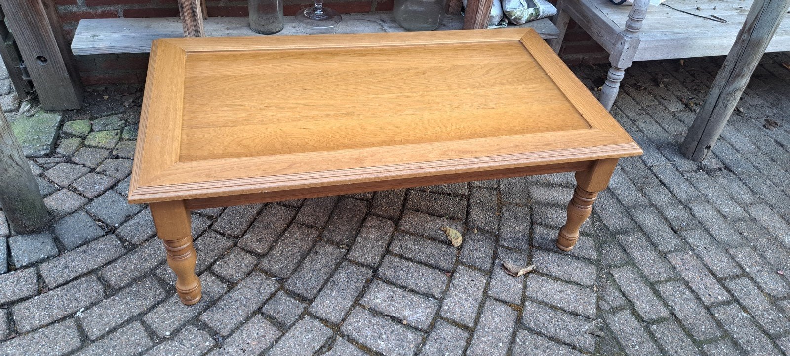 Grenen salontafel met sierlijst - 125x70x45 cm, Huis en Inrichting, Ophalen, 100 tot 150 cm, 50 tot 100 cm, Zo goed als nieuw