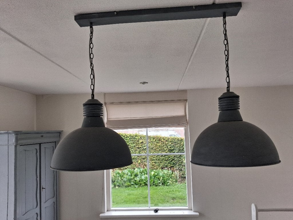 2-in-1 Hangende plafondlamp zwart met lamp, Ophalen, Zilver, Inclusief lichtbron, Vintage