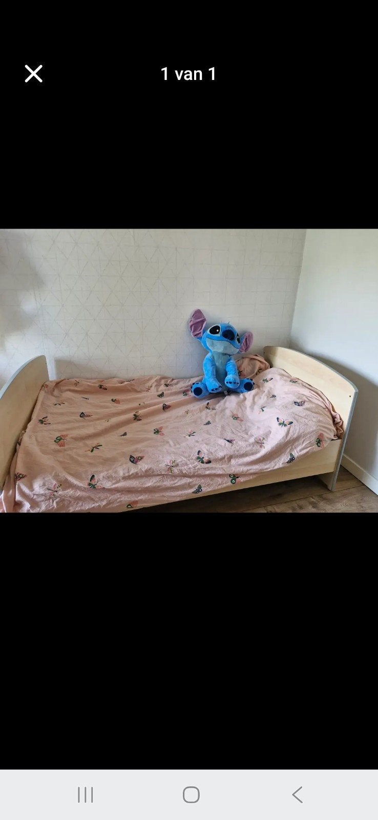 Peuterbed licht hout/grijs, Ophalen, Zo goed als nieuw, Minder dan 140 cm, 70 tot 85 cm