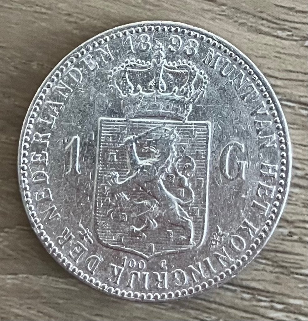 1 gulden 1898 Wilhelmina (1), Ophalen, 1 gulden, Zilver, Koningin Wilhelmina