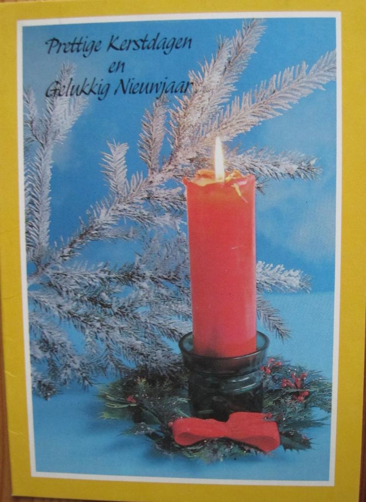 Prettige kerstdagen - rode kaars met blauwe achtergrond, Verzenden, 1980 tot heden, Gelopen, Overige thema's