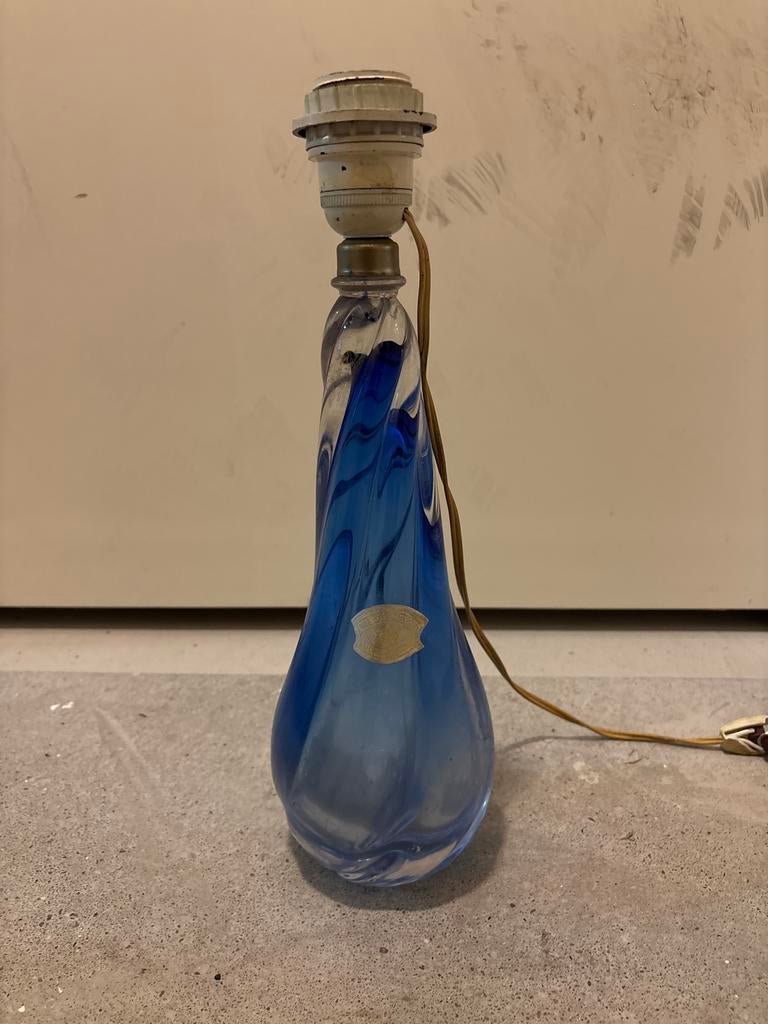 Val Saint Lambert kristallen lampvoet – blauw (vintage), Ophalen of Verzenden