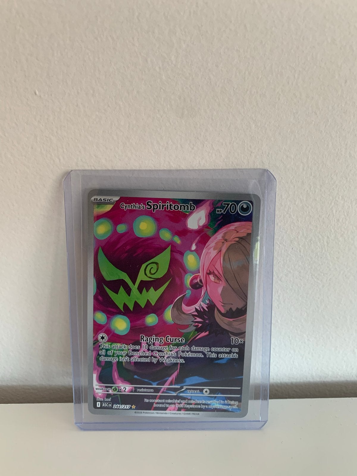 Cynthia's Spiritomb Pokémon Kaart (244/217) - Full Art, Ophalen of Verzenden, Zo goed als nieuw, Losse kaart