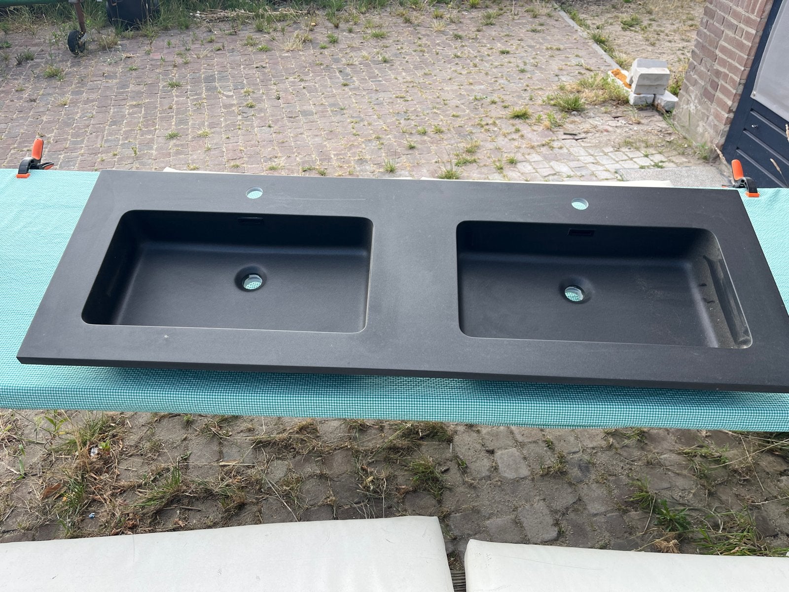 Dubbele wastafel zwart - 140 cm breed, Ophalen, 100 tot 150 cm, Nieuw, Minder dan 100 cm