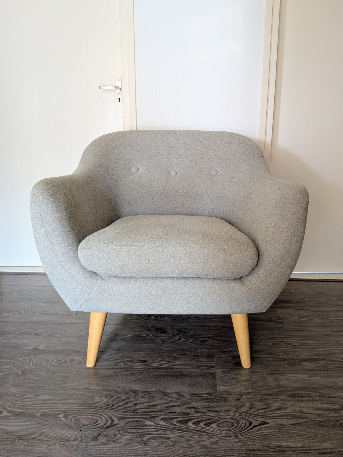Grijze Scandinavische eenzits fauteuil, zo goed als nieuw, Ophalen, Zo goed als nieuw, 75 tot 100 cm, Stof