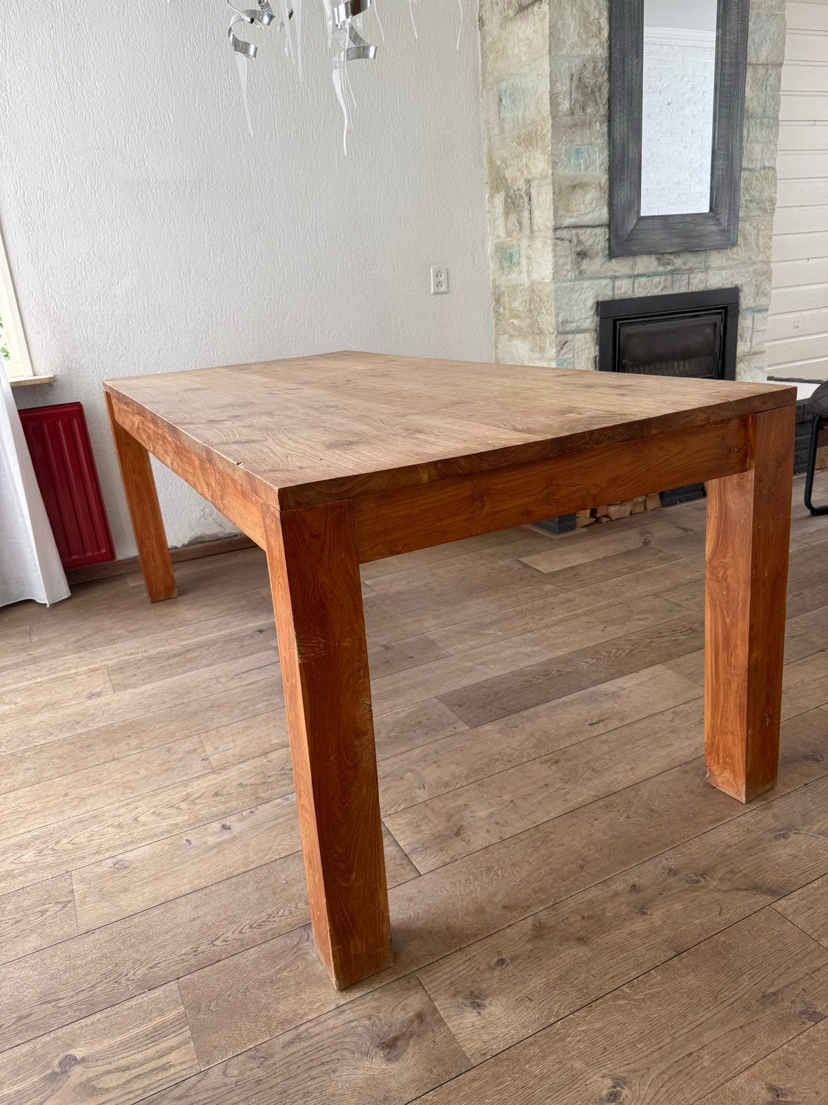 Eettafel - Massief teakhouten - 200 cm, Ophalen, Gebruikt, Teakhout, 200 cm of meer