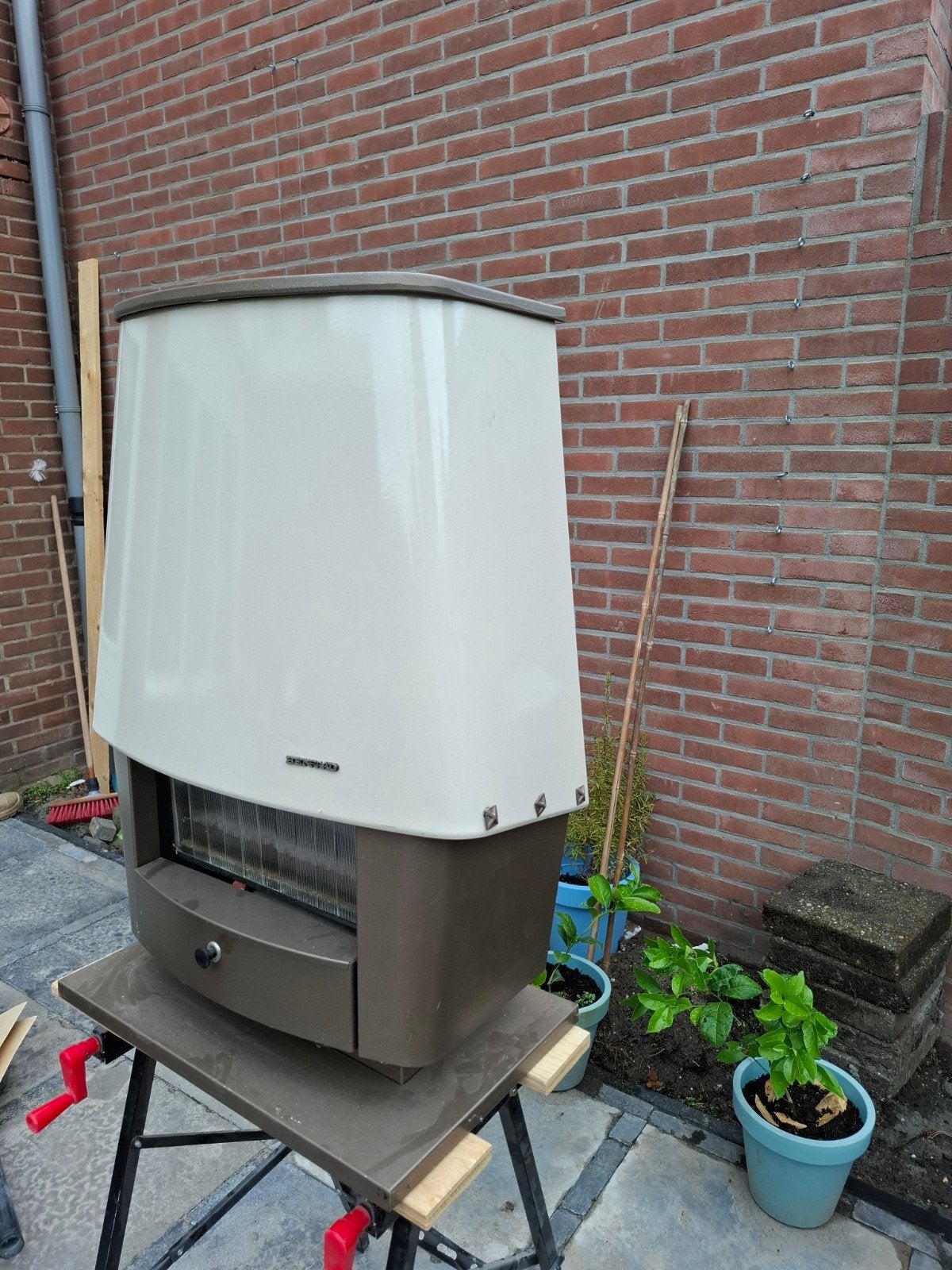 Beige Benraad Gaskachel - Werkend, moet schoongemaakt, Huis en Inrichting, Ophalen, Gebruikt, Gas, Vrijstaand