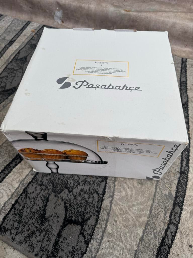 Paşabahçe Patisserie Taartplateau met Glazen Stolp, Ophalen, Nieuw, Overige merken, Glas