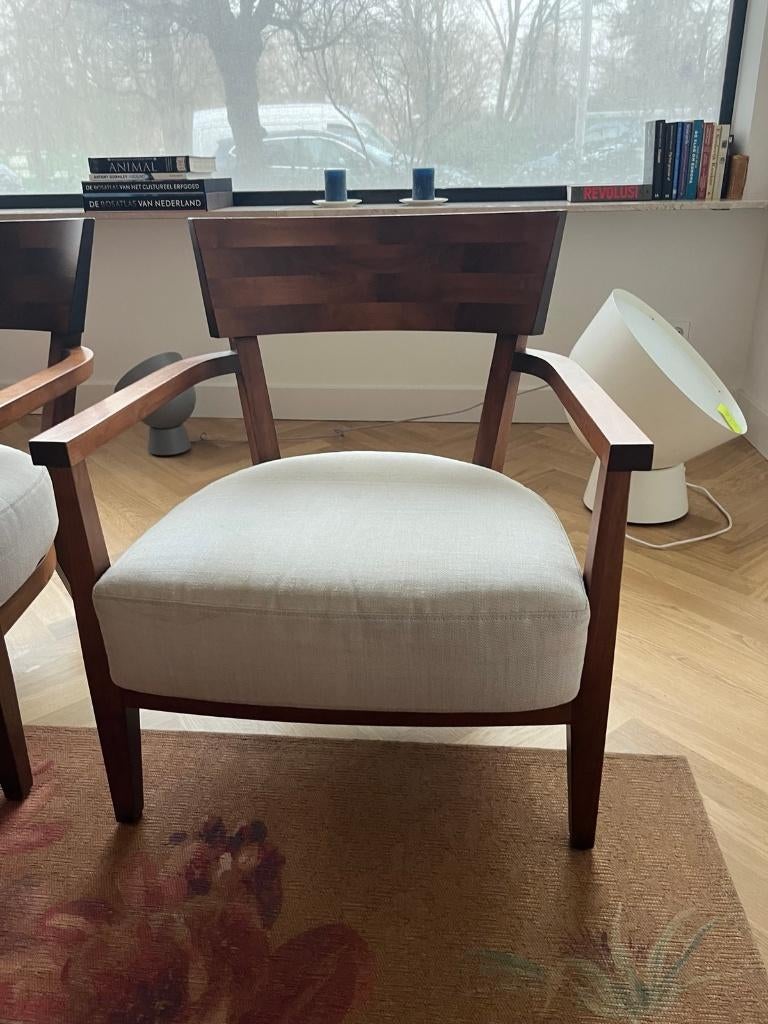 Flexform Walnut Lounge Chairs, Huis en Inrichting, Fauteuils, Ophalen, Gebruikt, Minder dan 75 cm, Modern