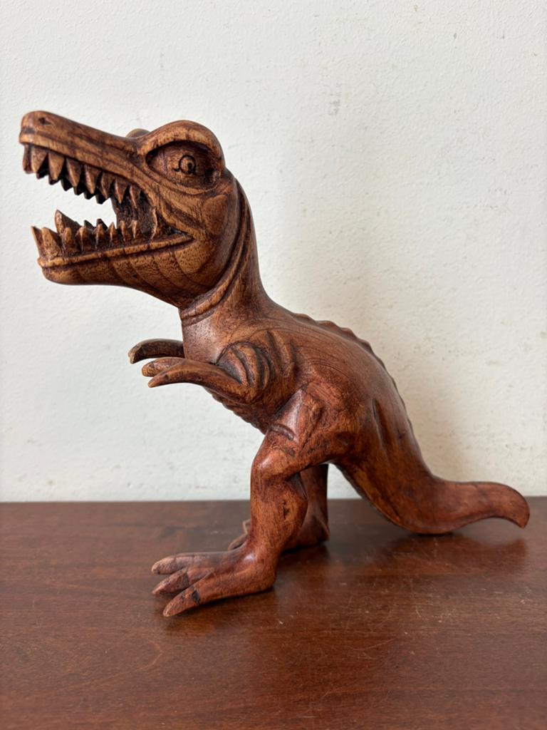 Houtsnijwerk T-Rex bali Indonesië tyrannosaurus, Houtsnijwerk, Ophalen of Verzenden, 20 - 50 cm, Hout