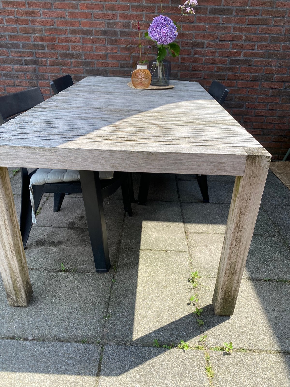 Hardhouten tuintafel, Tuin en Terras, Ophalen, Gebruikt, Rechthoekig, Teakhout