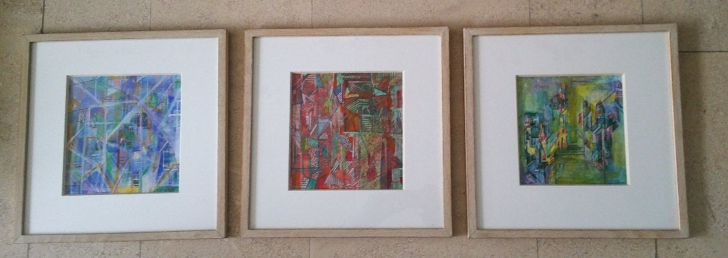 3 abstraherende werkjes - Fred van de Walle (geb. 1942), Antiek en Kunst, Abstract, Gedateerd, Ophalen of Verzenden, Overige onderwerpen