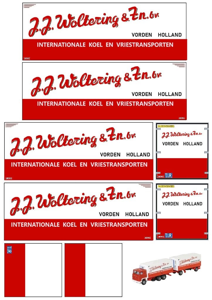 Vrachtauto decal 1:50 Woltering Vorden ( type 2 ) combi, Verzenden, Nieuw, Bus of Vrachtwagen, Overige merken