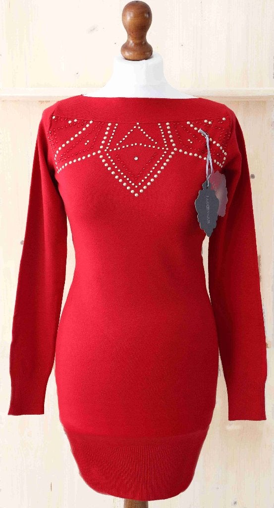 NIEUW Luxestar rode gebreide jurk / lange trui, maat L/XL, Luxestar, Maat 46/48 (XL) of groter, Nieuw, Ophalen of Verzenden