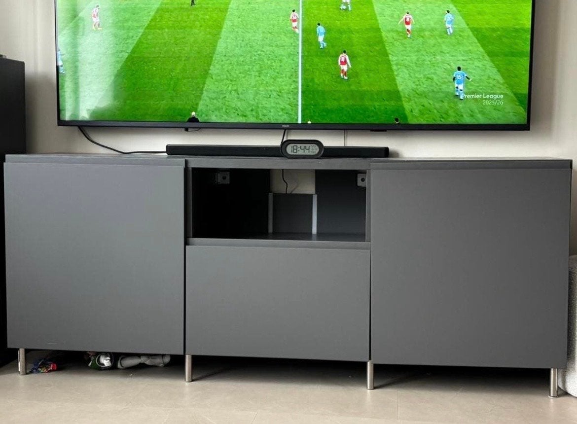 IKEA Bestå TV-meubel - Grijs, Overige materialen, 150 tot 200 cm, Ophalen of Verzenden, Zo goed als nieuw