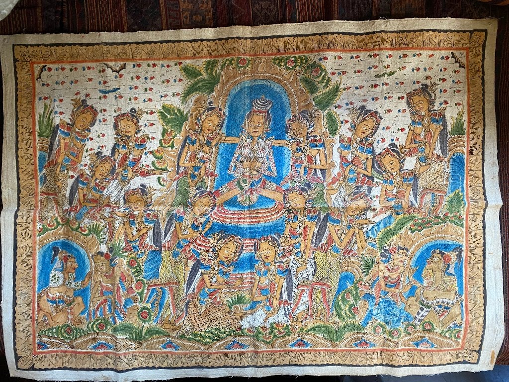 indonesisch wandkleed, Antiek en Kunst, Schilderij, Natuurlijk materiaal, Ophalen of Verzenden, Indonesië