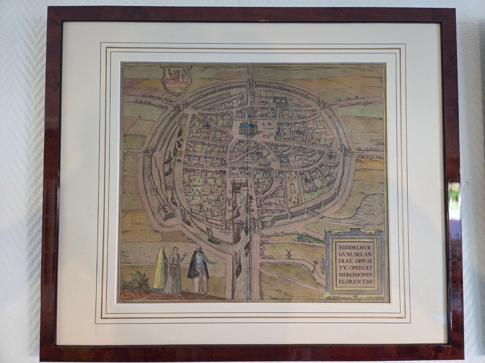 historische kaart van Middelburg, Braun & Hogenberg, Antiek en Kunst, 54 cm, 46 cm, Stadsgezicht, Ophalen of Verzenden