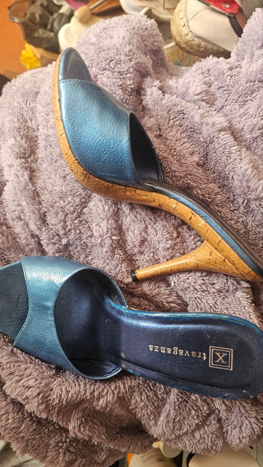 Travaganza blauwe muiltjes met hak - Maat 38, Blauw, Travaganza, Gedragen, Sandalen of Muiltjes