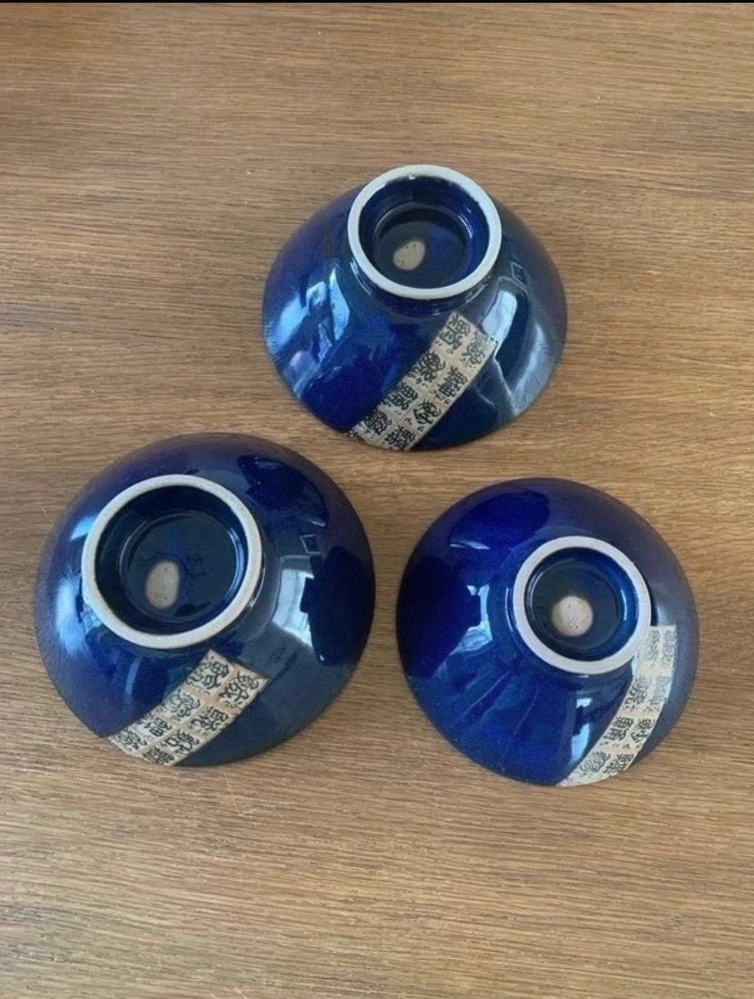 Schaaltjes blauw Japan style, Ophalen, Zo goed als nieuw, Rond, Porselein of Keramiek