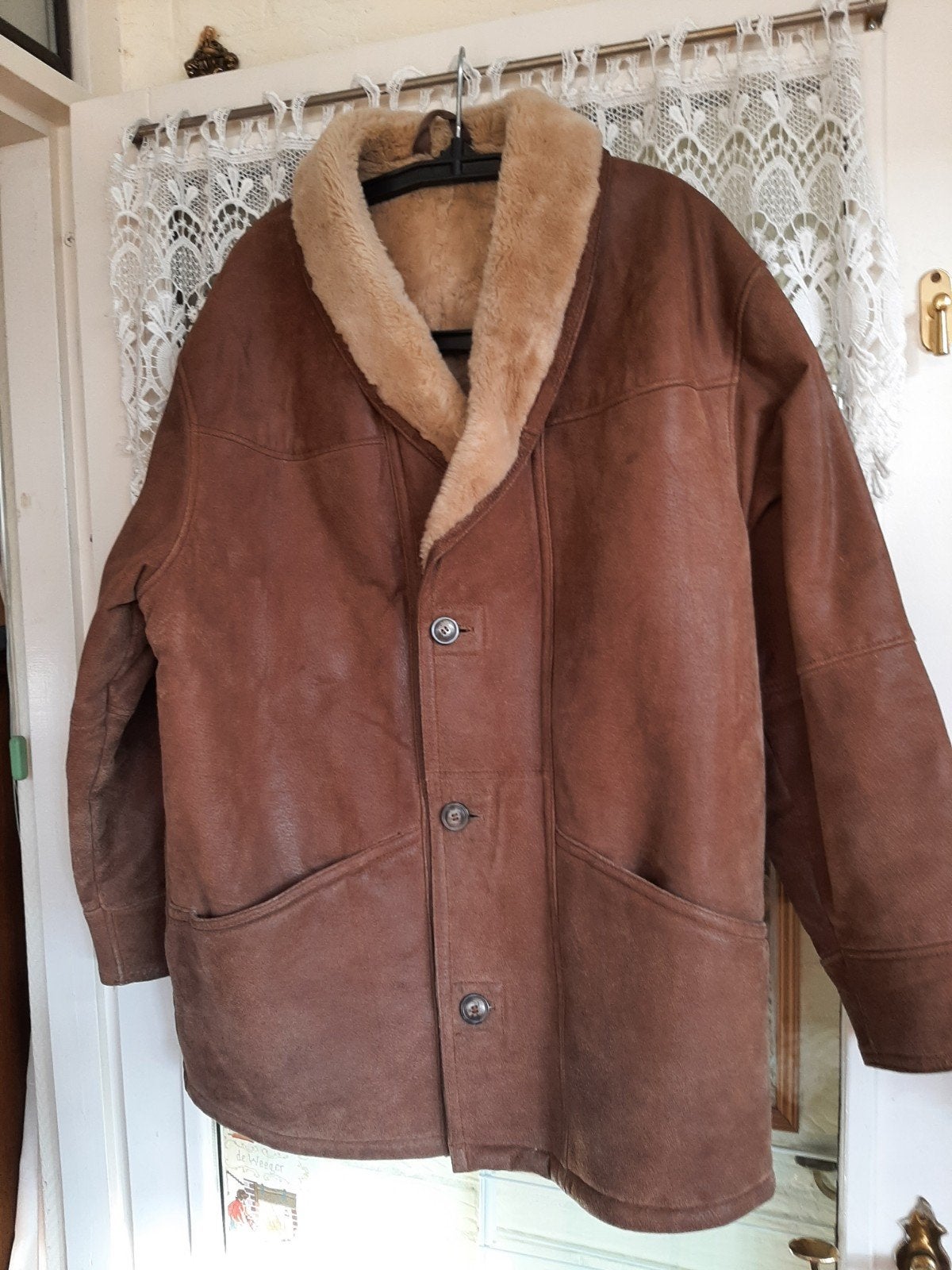 henry morell leren warme jas maat 56, Ophalen, Maat 56/58 (XL), Bruin